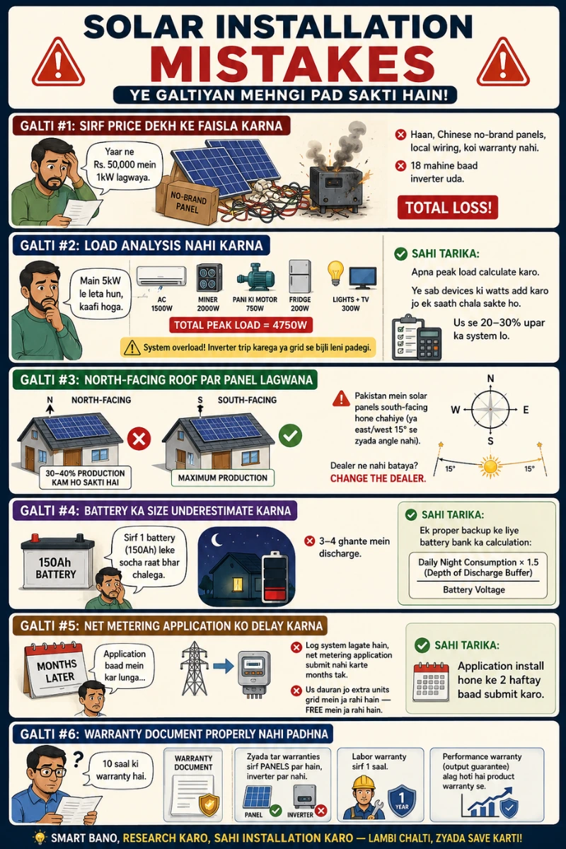 Solar installation mistakes Pakistan