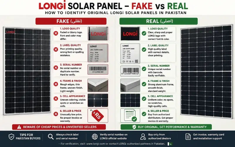 how to identify fake longi solar panel pakistan