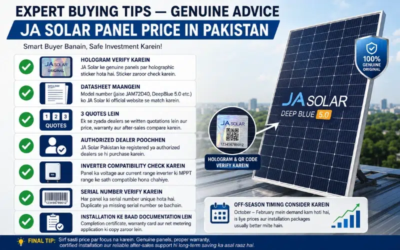 solar-expert-checking-ja-solar-panels-pakistan Solar expert checking JA Solar panel installation